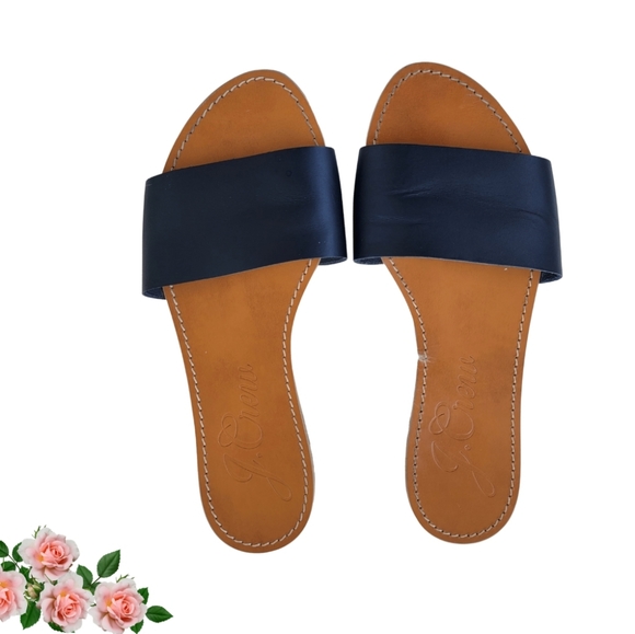 J. Crew Shoes - J Crew Blue & Cognac Capri Vachetta Leather Sandals Women's Size 6